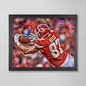 Travis Kelce Kansas City Chiefs Poster Art Autographed NFL 4x6, 5x7, 8x10, 9x12, 11x14, 16x20, 18x24, 24x36 Personalized Gifts for  BDAY