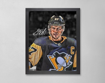 Sidney Crosby Autogrammed Style Poster: Pittsburgh Penguins NHL Personalisierte Kunst