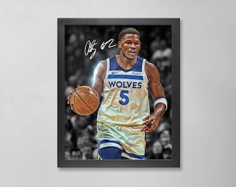 Póster autografiado de Anthony Edwards: Arte personalizado de los Minnesota Timberwolves de la NBA