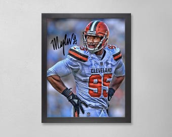 Póster autografiado de Myles Garrett: Arte personalizado de los Cleveland Browns de la NFL