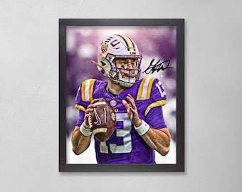 Póster autografiado de Garrett Nussmeier: Arte personalizado de los LSU Tigers de la NCAA