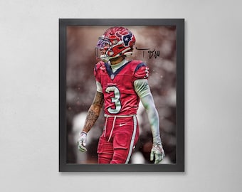 Póster autografiado de Tank Dell: Arte personalizado de los Houston Texans de la NFL