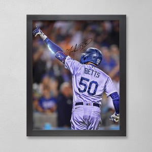 Mookie Betts Los Angeles Dodgers Poster Art Autographed MLB 4x6, 5x7, 8x10, 9x12, 11x14, 16x20, 18x24, 24x36 Personalized Gift for  BDAY