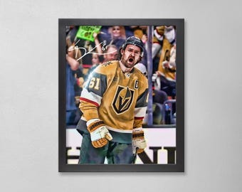 Póster autografiado de Mark Stone: Arte personalizado de los Vegas Golden Knights de la NHL
