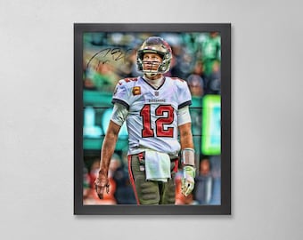 Tom Brady Autogrammed Style Poster: Tampa Bay Buccaneers NFL Personalisierte Kunst