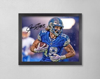 Isaac TeSlaa Detroit Lions Poster Art Autographed NFL 4x6, 5x7, 8x10, 9x12, 11x14, 16x20, 18x24, 24x36 Personalized Gifts for  BDAY