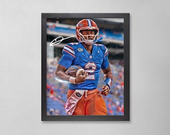 Póster autografiado de DJ Lagway: Arte personalizado de los Florida Gators de la NCAA