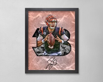 Póster autografiado de Joe Burrow: Arte personalizado de los Cincinnati Bengals de la NFL