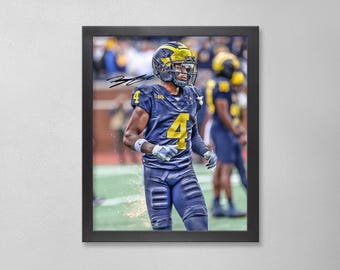 Póster autografiado de Andrew Marsh: Arte personalizado de los Michigan Wolverines de la NFL
