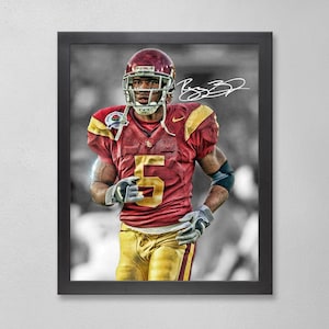 Reggie Bush USC Trojans Poster Art Autographed NCAA 4x6, 5x7, 8x10, 9x12, 11x14, 16x20, 18x24, 24x36 Personalized Gifts for  Birthday BDAY
