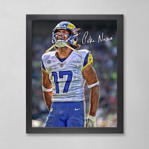 Puka Nacua Los Angeles Rams Poster Art Autographed NFL 4x6, 5x7, 8x10, 9x12, 11x14, 16x20, 18x24, 24x36 Personalized Gifts for  Birthday