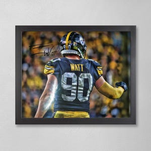 TJ Watt Pittsburgh Steelers Poster Art Autographed NFL 4x6, 5x7, 8x10, 9x12, 11x14, 16x20, 18x24, 24x36 Personalized Gifts for  Birthday