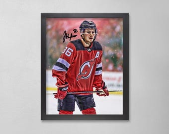 Jack Hugos Autogrammed Style Poster: New Jersey Devils NHL Personalisierte Kunst