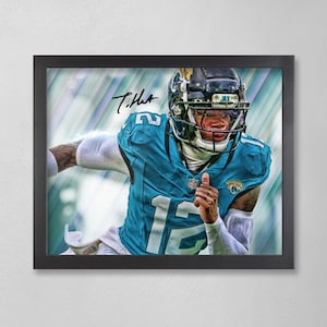 Travis Hunter Jacksonville Jaguars Poster Art Autographed NFL 4x6, 5x7, 8x10, 9x12, 11x14, 16x20, 18x24, 24x36 Personalized Gifts  BDAY