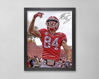 Póster autografiado de Ladd McConkey: Arte personalizado de los Georgia Bulldogs de la NCAA