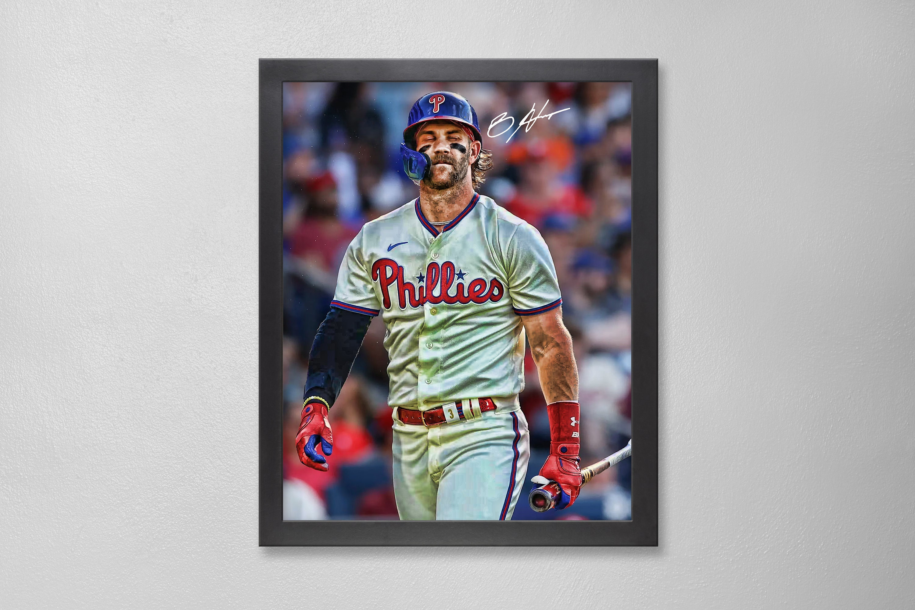 Bryce Harper Philadelphia Phillies Poster Art Autographed MLB 4x6, 5x7, 8x10, 9x12, 11x14, 16x20, 18x24, 24x36 Personalized Gifts  Birthday
