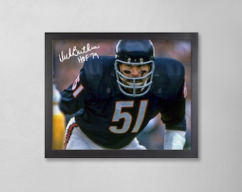 Póster autografiado de Dick Butkus: Arte personalizado de los Chicago Bears de la NFL