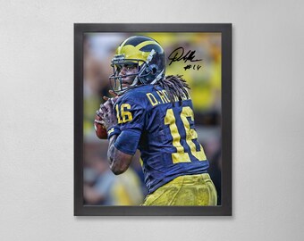 Póster artístico personalizado de los Wolverines autografiado por Denard Robinson: Regalo de la NCAA de Michigan