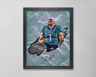Jalen Hurts Autographed Style Poster: Philadelphia Eagles NFL Personalized Art