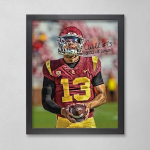 Caleb Williams USC Trojans Poster Art Autographed NCAA 4x6, 5x7, 8x10, 9x12, 11x14, 16x20, 18x24, 24x36 Personalized Gifts for  Birthday