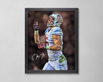 Christian McCaffrey Autogrammed Style Poster: Standford Cardinal ECAA Personalisierte Kunst