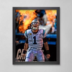 Póster autografiado de los Carolina Panthers de Cam Newton, NFL, 4 x 6, 5 x 7, 8 x 10, 9 x 12, 11 x 14, 16 x 20, 18 x 24, 24 x 36, regalos personalizados para cumpleaños