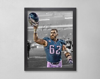 Jason Kelce Autographed Style Poster: Eagles NFL Personalized Art
