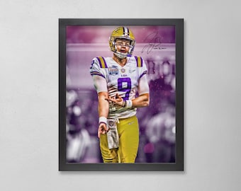 Póster autografiado de Joe Burrow: Arte personalizado de los LSU Tigers de la NFL