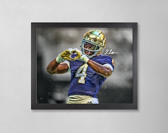 Póster autografiado de Jeremiyah Love: Arte personalizado de los Notre Dame Fighting Irish de la NCAA
