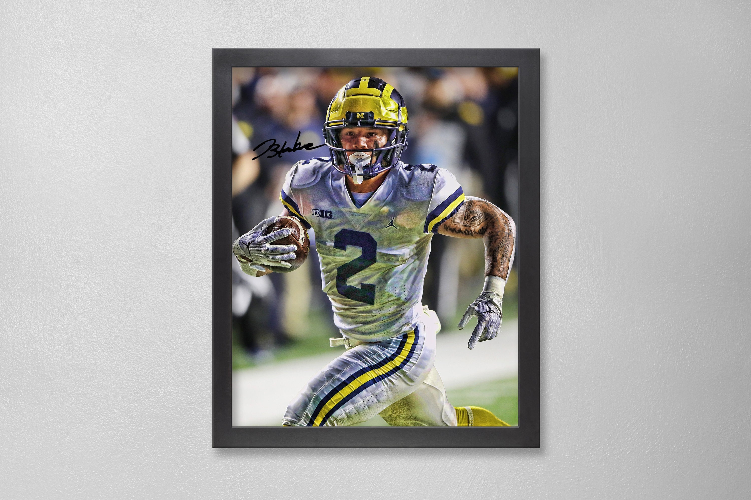 Blake Corum Michigan Wolverines Poster Art Autographed NCAA 4x6, 5x7