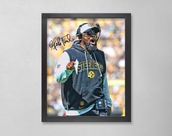 Mke Tomlin Autogrammed Style Poster: Pittsburgh Steelers NFL Personalisierte Kunst