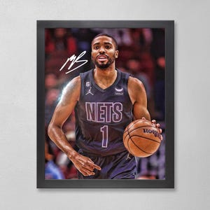 Mikal Bridges Brooklyn Nets Poster Art Autographed NBA 4x6, 5x7, 8x10, 9x12, 11x14, 16x20, 18x24, 24x36 Personalized Gifts for  Birthday