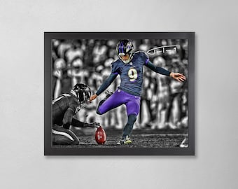 Justin Tucker Autogrammed Style Poster: Baltimore Ravens NFL Personalisierte Kunst