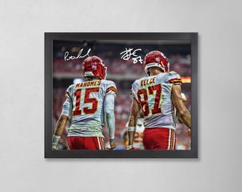 Patrick Mahomes and Travis Kelce Autographed Style Poster: Kansas City Chiefs NFL Personalized Art