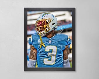 Derwin James Autogrammed Style Poster: Los Angeles Ladegeräte NFL Personalisierte Kunst