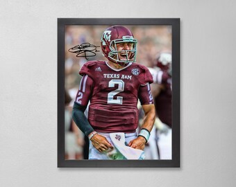 Johnny Manziel Autogrammed Style Poster: Texas A & M Aggies ECAA personalisierte Kunst