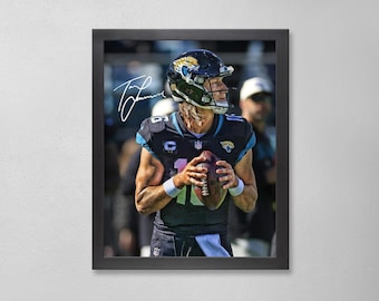 Póster autografiado de Trevor Lawrence: Arte personalizado de los Jacksonville Jaguars de la NFL