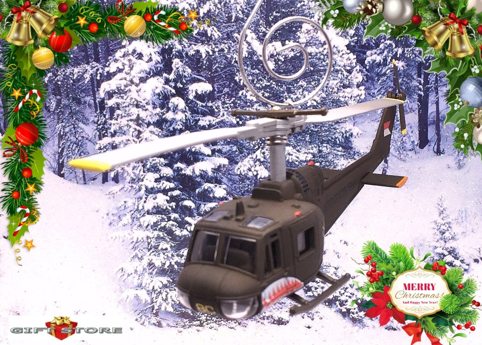 Rare Christmas Tree ornament Helicopter bell huey UH1 Etsy