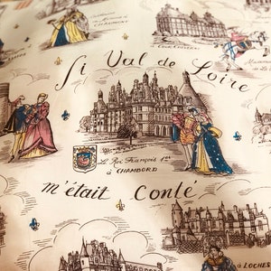 Zeer groot vierkant kussen in vintage zijde Châteaux de la Loire