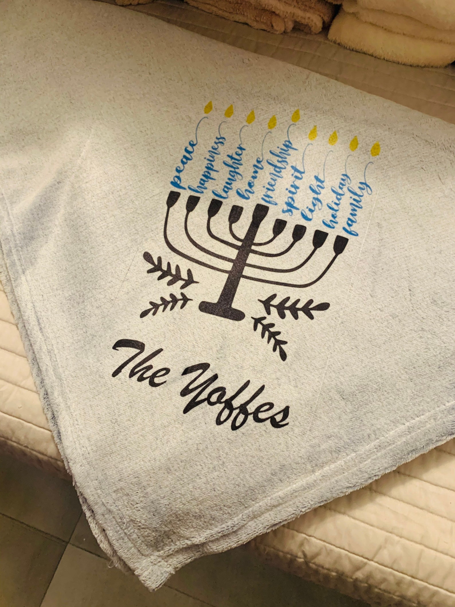 Hanukkah Throw Blanket Custom Personalized Included Etsy