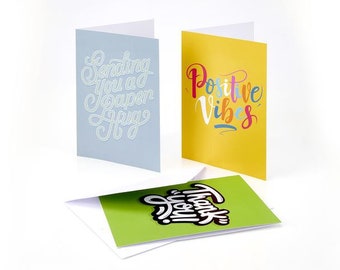 Biglietti di auguri motivazionali colorati, biglietti di citazione stimolanti, biglietti per gli auguri, biglietti di positività