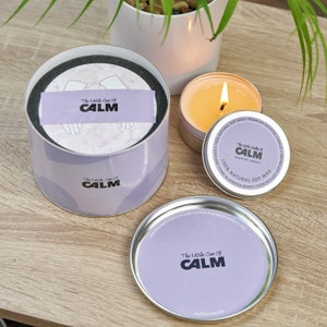 Achtsamkeitskarten & Entspannungskerze Geschenkset, Birne und Freesia oder Bluebell Kerze, Wohlfühl-Positivitätskarten, Denken an Dich Geschenk