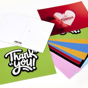 Pack of 6 Positivity Postcards, colourful motivational message cards, affirmation postcards