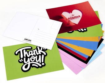 Pack of 6 Positivity Postcards, colourful motivational message cards, affirmation postcards