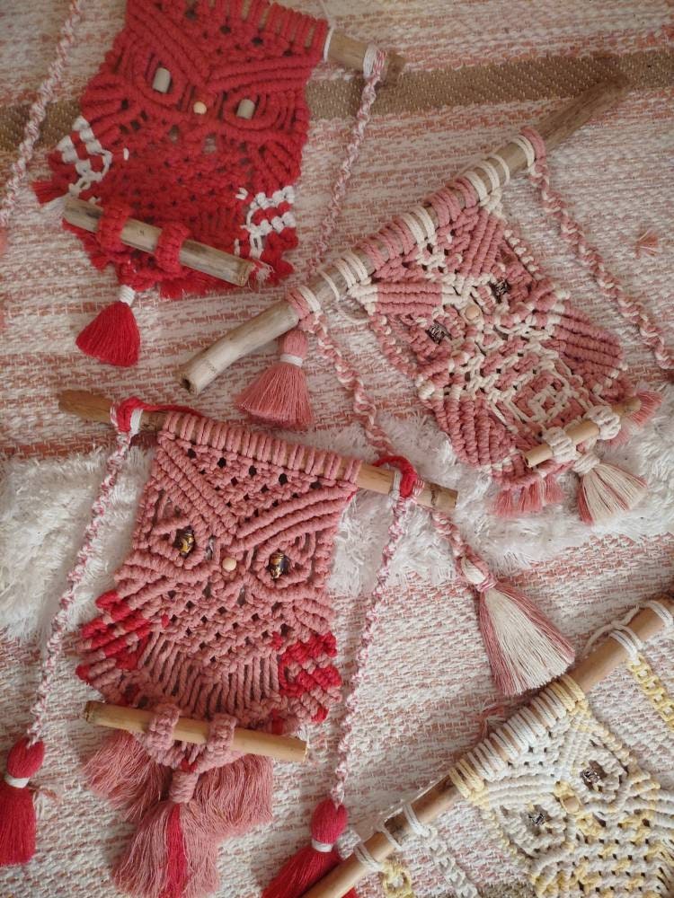 Hibou en Macramé, Chouette, Hibou Wall Hanging, Owl Décoration Murale Boho, Tapisserie Art Déco Salo