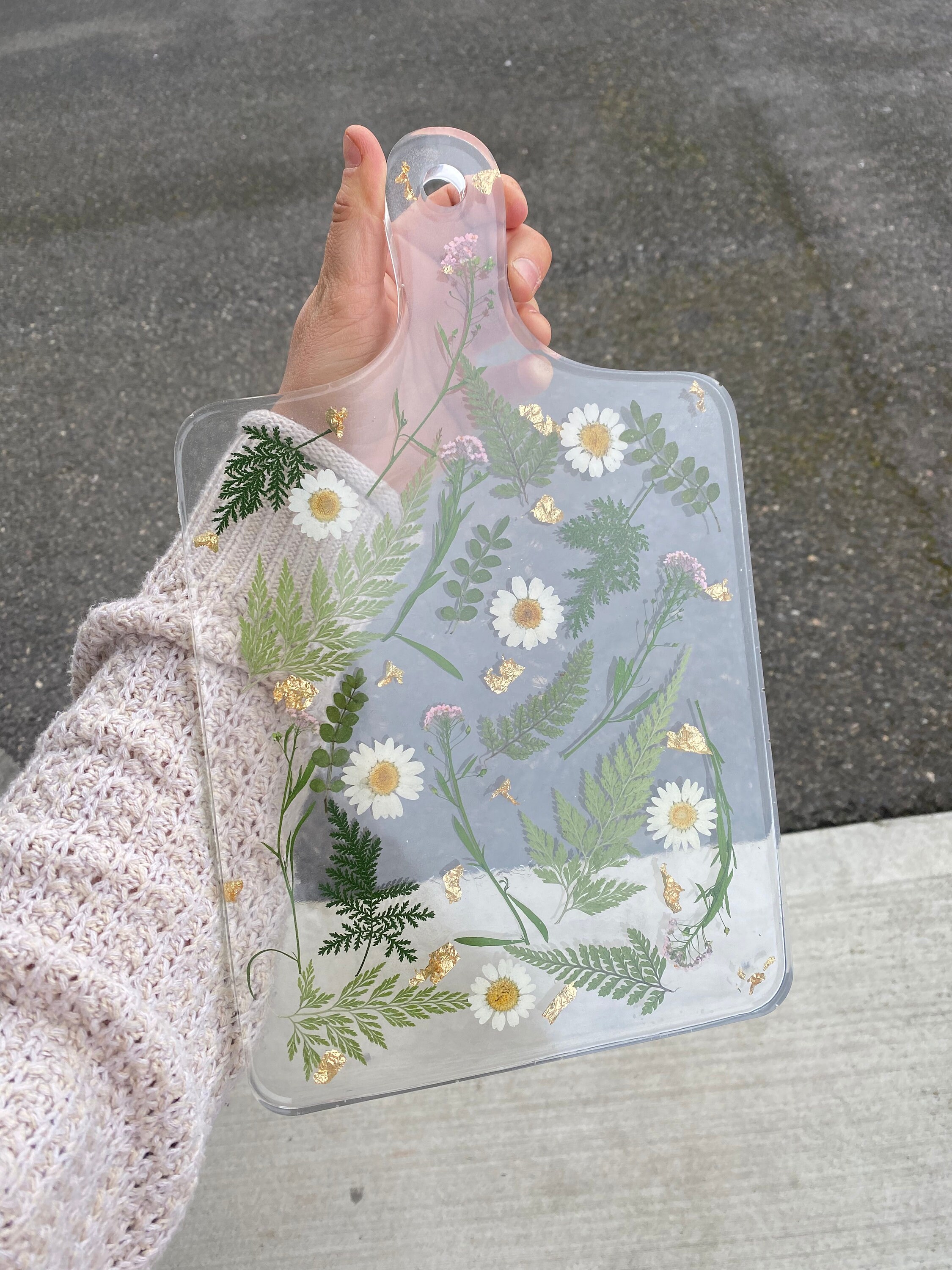 Flower Resin Cutting Board Charcuterie Board Serving Board Etsy