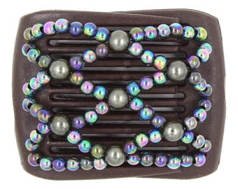 African Butterfly LadyBug Hair Comb - Brown 89 (Small)