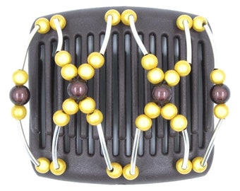 African Butterfly Chameleon Hair Comb - Beada Tube Brown 23 (Medium)
