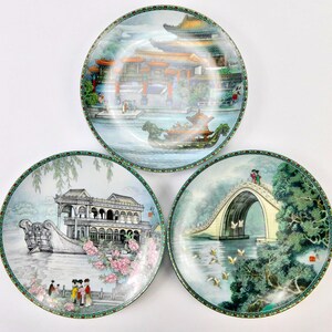 Platos de porcelana Jingdezhen de Bradford Exchange: Juego del Palacio de Verano