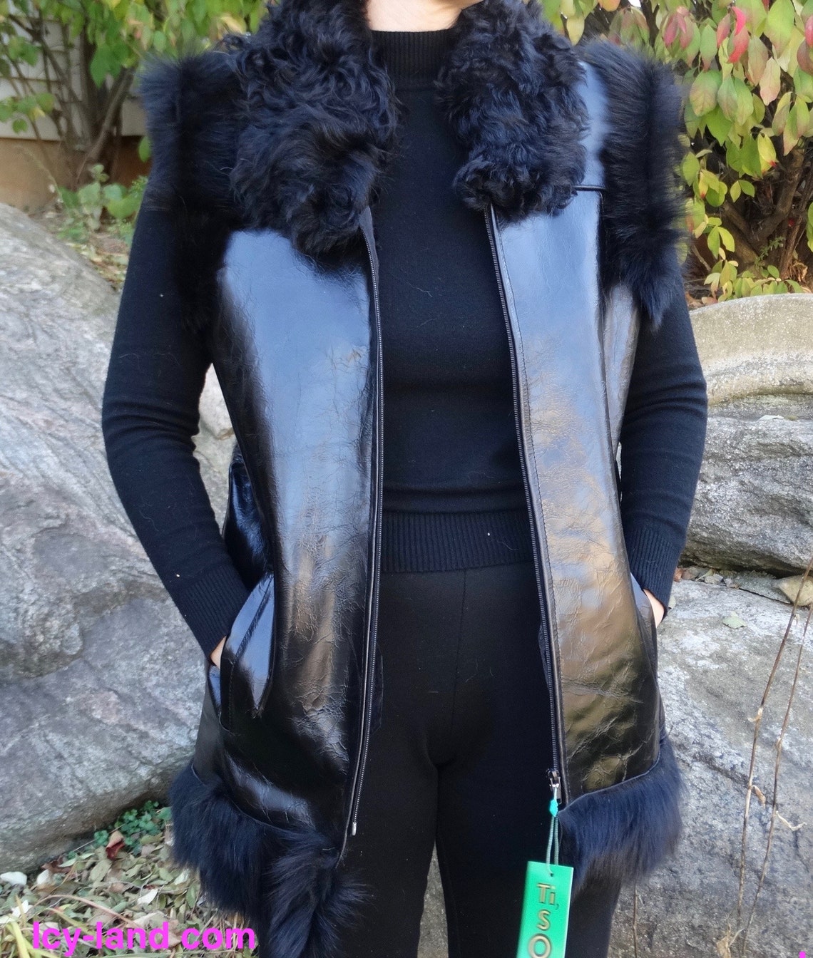 Womens Winter Black Lacquer Goat Vest Warm Women's Vest Etsy